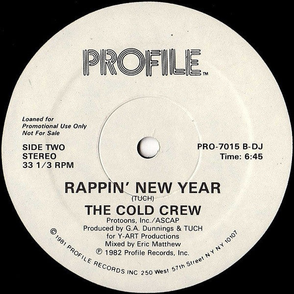 The Cold Crew : Rappin' Christmas / Rappin' New Year (12", Single, Promo)