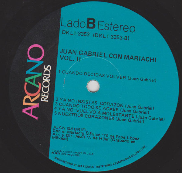 Juan Gabriel : Juan Gabriel Con Mariachi Vol. II (LP, Album)