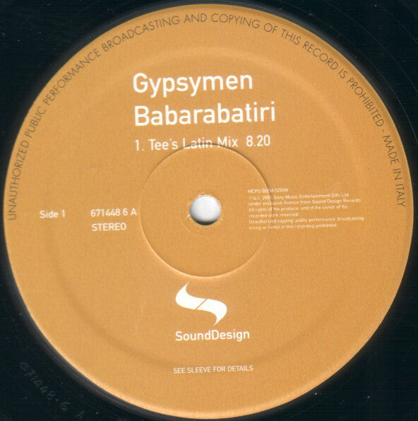 Gypsymen : Babarabatiri (12")