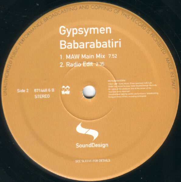 Gypsymen : Babarabatiri (12")