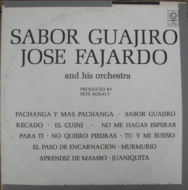 Jose Fajardo And His Orchestra : Sabor Guajiro (LP, Album, RE)