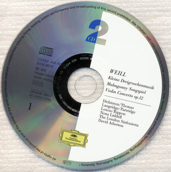 Kurt Weill - David Atherton (2), London Sinfonietta : Kleine Dreigroschenmusik / Mahagonny Songspiel / Happy End / Berliner Requiem / Violin Concerto (2xCD, Comp, RE, RM)