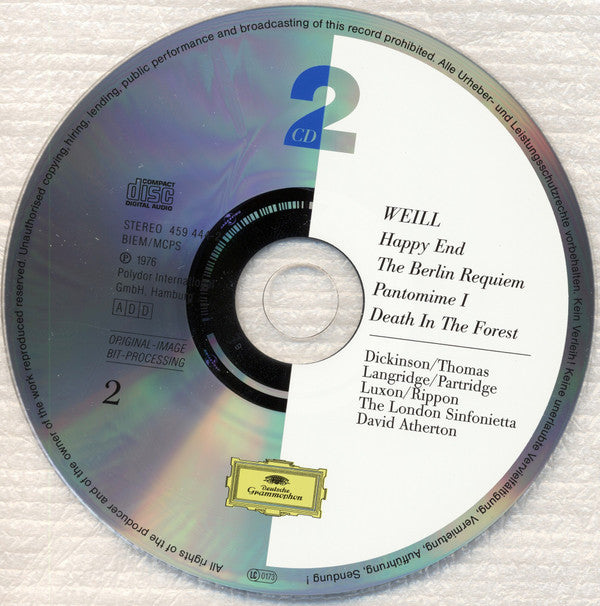 Kurt Weill - David Atherton (2), London Sinfonietta : Kleine Dreigroschenmusik / Mahagonny Songspiel / Happy End / Berliner Requiem / Violin Concerto (2xCD, Comp, RE, RM)