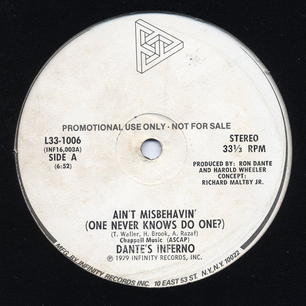 Dante's Inferno : Ain't Misbehavin' (One Never Knows Do One?) (12", Promo)