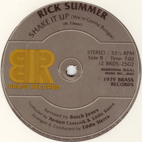 Rick Summer : Born To Be Alive / Shake It Up (We're Gonna Boogie) (12")