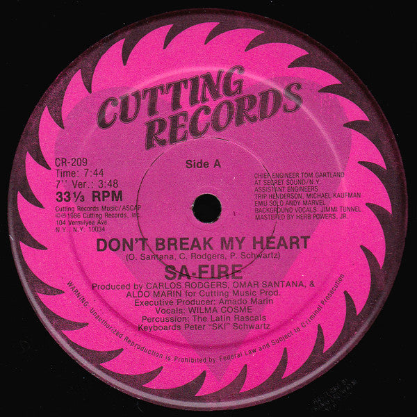 Safire : Don't Break My Heart (12")