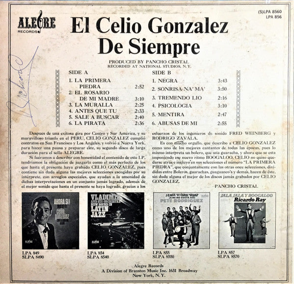Celio González : El Celio De Siempre (LP, Album, Mono)