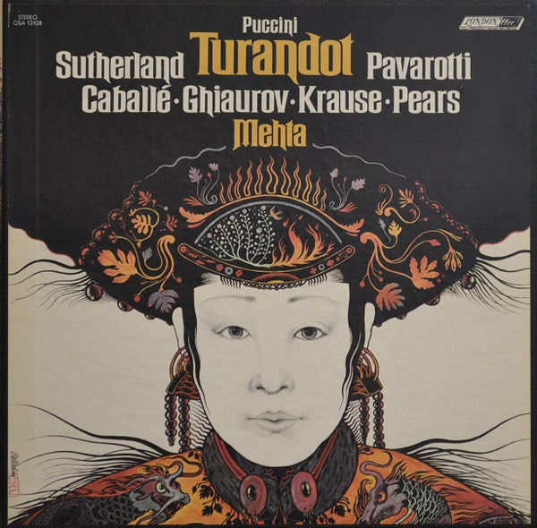 Puccini*, Sutherland*, Pavarotti*, Caballé*, Ghiaurov*, Krause*, Pears*, Mehta* : Turandot (3xLP, Album + Box, RE)
