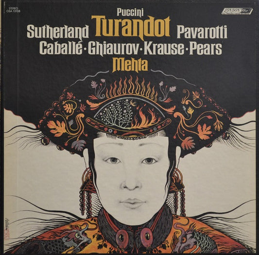 Puccini*, Sutherland*, Pavarotti*, Caballé*, Ghiaurov*, Krause*, Pears*, Mehta* : Turandot (3xLP, Album + Box, RE)