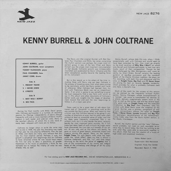 Kenny Burrell & John Coltrane : Kenny Burrell & John Coltrane (LP, Album, Mono, RE)