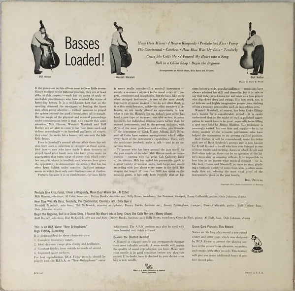 Milt Hinton • Wendell Marshall • Bull Ruther* : Basses Loaded! (LP, Album, Mono)