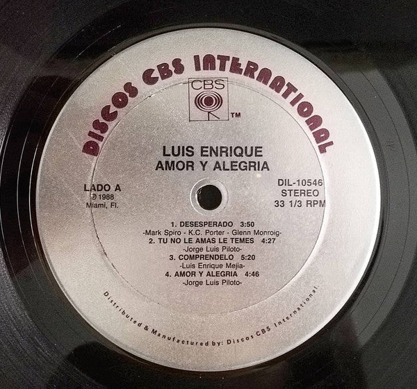 Luis Enrique : Amor Y Alegria (LP, Album)