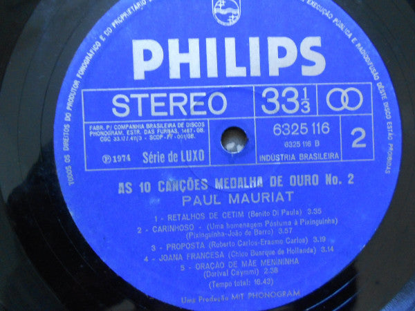 Le Grand Orchestre De Paul Mauriat : As 10 Canções Medalha De Ouro Nº 2 (LP, Album)