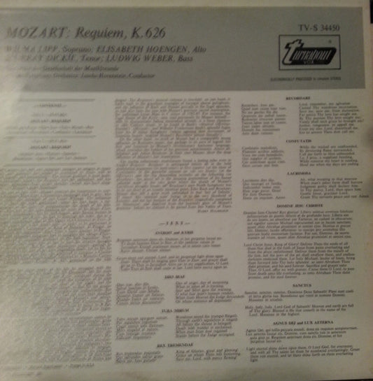 Wolfgang Amadeus Mozart, Jascha Horenstein - Requiem, K 626 vinyl record, LP (Near Mint (NM or M-)) | Lulo Records