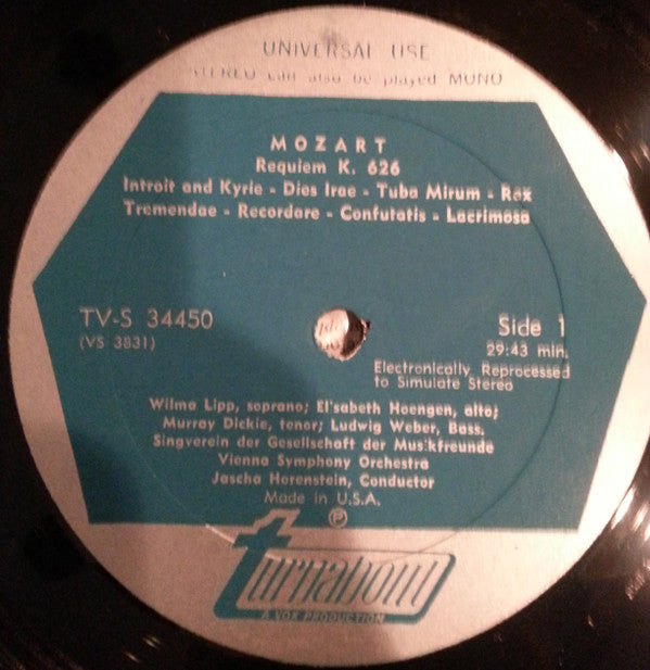 Wolfgang Amadeus Mozart, Jascha Horenstein : Requiem, K 626 (LP, Album)