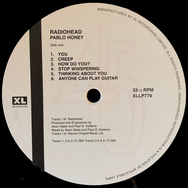 Radiohead : Pablo Honey (LP, Album, M/Print, RE)