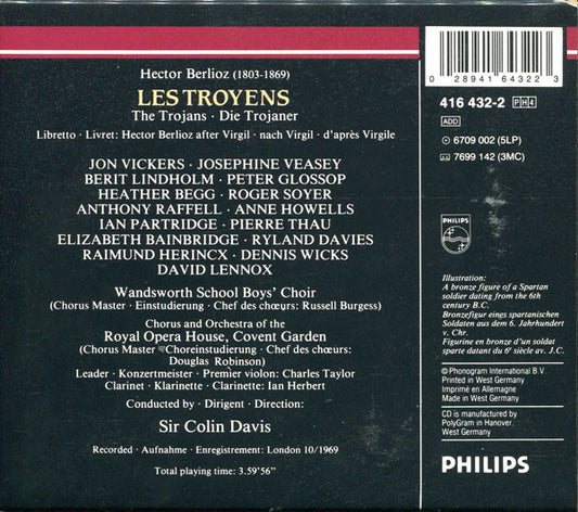 Hector Berlioz - Jon Vickers · Josephine Veasey · Berit Lindholm · Orchestra Of The Royal Opera House, Covent Garden & Chorus Of The Royal Opera House, Covent Garden, Sir Colin Davis - Les Troyens vinyl record, 4xCD (Near Mint (NM or M-)) | Lulo Records