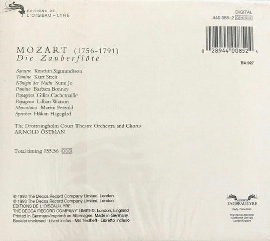 Wolfgang Amadeus Mozart - Barbara Bonney · Sumi Jo · Kurt Streit · Gilles Cachemaille · Chorus And Orchestra Of The Drottningholm Court Theatre · Arnold Östman - Die Zauberflöte vinyl record, 2xCD (Near Mint (NM or M-)) | Lulo Records
