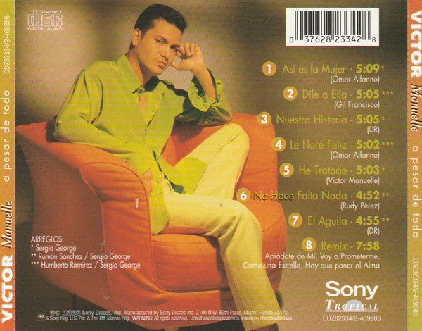 Victor Manuelle : A Pesar De Todo (CD, Album)
