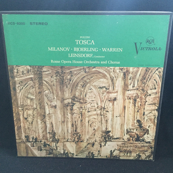 Giacomo Puccini - Zinka Milanov • Jussi Björling • Leonard Warren • Erich Leinsdorf Conductor Orchestra Del Teatro Dell'Opera Di Roma And Coro Del Teatro Dell'Opera Di Roma : Tosca (2xLP, Album, RP + Box)