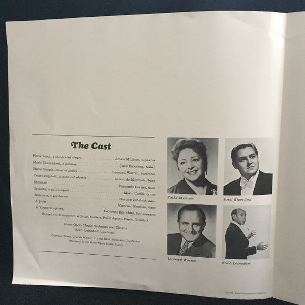 Giacomo Puccini - Zinka Milanov • Jussi Björling • Leonard Warren • Erich Leinsdorf Conductor Orchestra Del Teatro Dell'Opera Di Roma And Coro Del Teatro Dell'Opera Di Roma : Tosca (2xLP, Album, RP + Box)