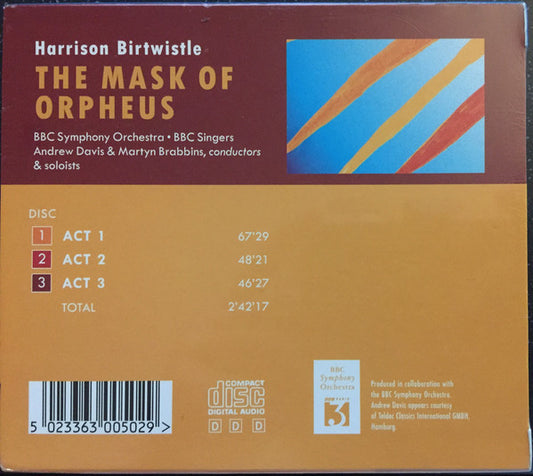 Harrison Birtwistle, BBC Symphony Orchestra, BBC Singers, Andrew Davis, Martyn Brabbins - The Mask Of Orpheus vinyl record, 3xCD (Near Mint (NM or M-)) | Lulo Records