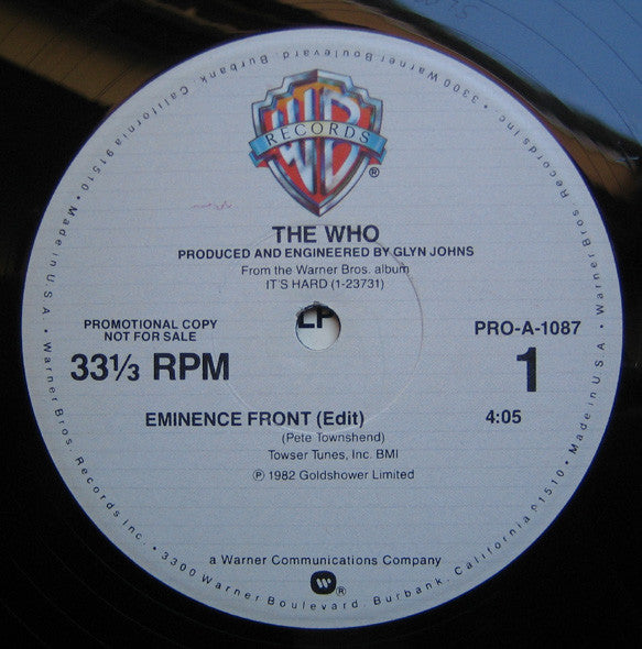 The Who : Eminence Front (12", Promo)