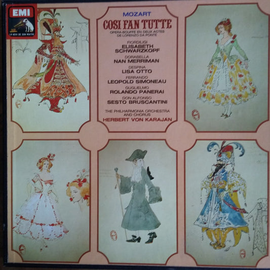 Wolfgang Amadeus Mozart - Elisabeth Schwarzkopf, Nan Merriman, Leopold Simoneau, Rolando Panerai, Lisa Otto, Sesto Bruscantini, Philharmonia Orchestra And Philharmonia Chorus, Herbert Von Karajan : Cosi Fan Tutte (3xLP, Mono, RE + Box)