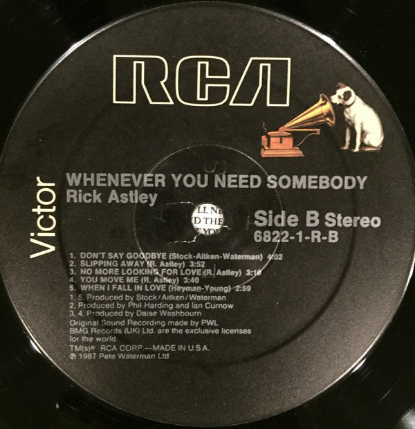 Rick Astley : Whenever You Need Somebody (LP, Album)