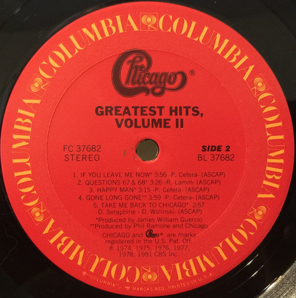 Chicago (2) : Greatest Hits, Volume II (LP, Comp, Pit)