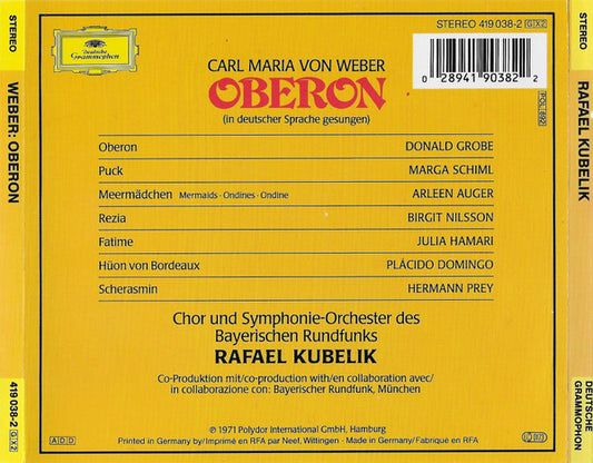 Carl Maria von Weber - Placido Domingo · Birgit Nilsson · Julia Hamari · Hermann Prey · Donald Grobe · Chor Des Bayerischen Rundfunks & Symphonie-Orchester Des Bayerischen Rundfunks · Rafael Kubelik - Oberon vinyl record, 2xCD (Near Mint (NM or M-)) | Lulo Records
