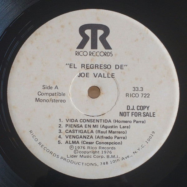 Joe Valle : El Regreso De (LP, Promo)