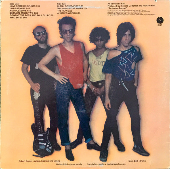 Richard Hell & The Voidoids : Blank Generation (LP, Album, Jac)