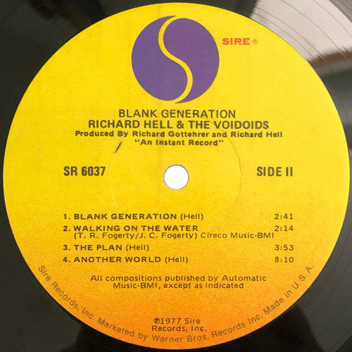 Richard Hell & The Voidoids : Blank Generation (LP, Album, Jac)