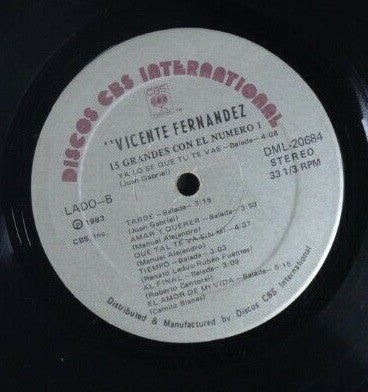Vicente Fernandez : 15 Grandes Con El Número 1 (LP, Album)