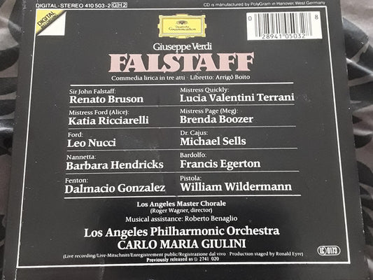Giuseppe Verdi - Renato Bruson, Katia Ricciarelli, Leo Nucci, Barbara Hendricks, Dalmacio Gonzalez, Lucia Valentini Terrani, Los Angeles Master Chorale, Los Angeles Philharmonic Orchestra, Carlo Maria Giulini - Falstaff vinyl record, 2xCD (Near Mint (NM or M-)) | Lulo Records