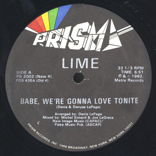 Lime (2) : Babe, We're Gonna Love Tonite / You're My Magician (12", RE, RP)