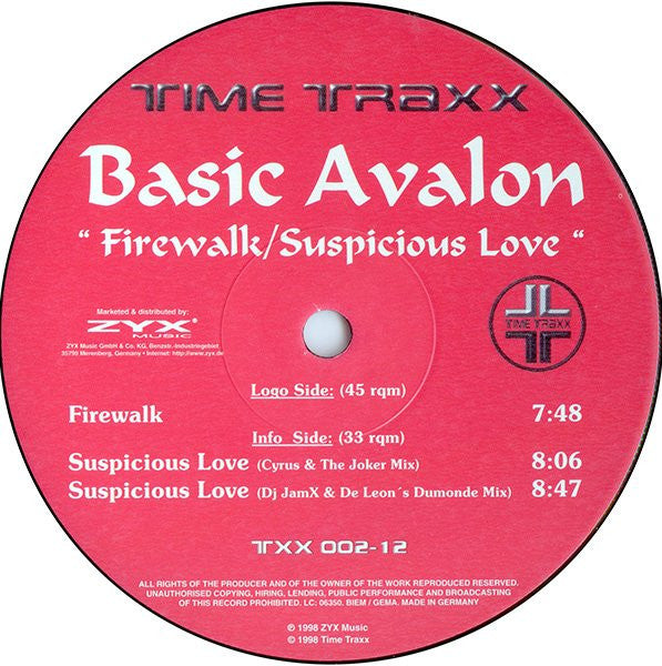 Basic Avalon : Firewalk / Suspicious Love (12")