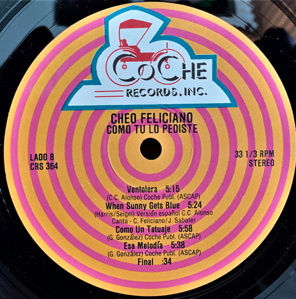 Cheo Feliciano : Como Tu Lo Pediste (LP, Album)