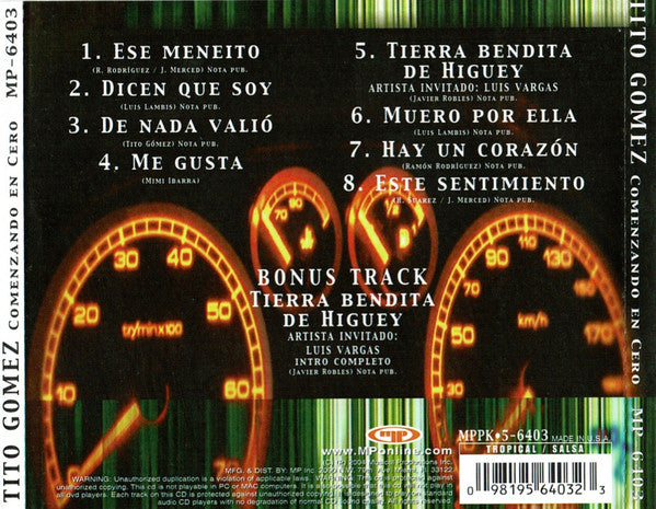 Tito Gomez (2) : Comenzando En Cero (CD, Album)