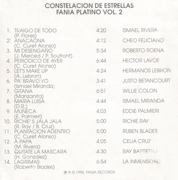 Various : Constelacion De Estrellas Fania Platino Vol. 2 (CD, Comp)