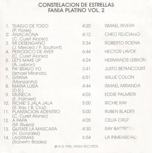 Various : Constelacion De Estrellas Fania Platino Vol. 2 (CD, Comp)