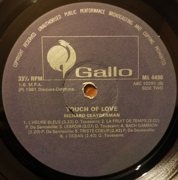 Richard Clayderman : Touch Of Love (LP, Album)