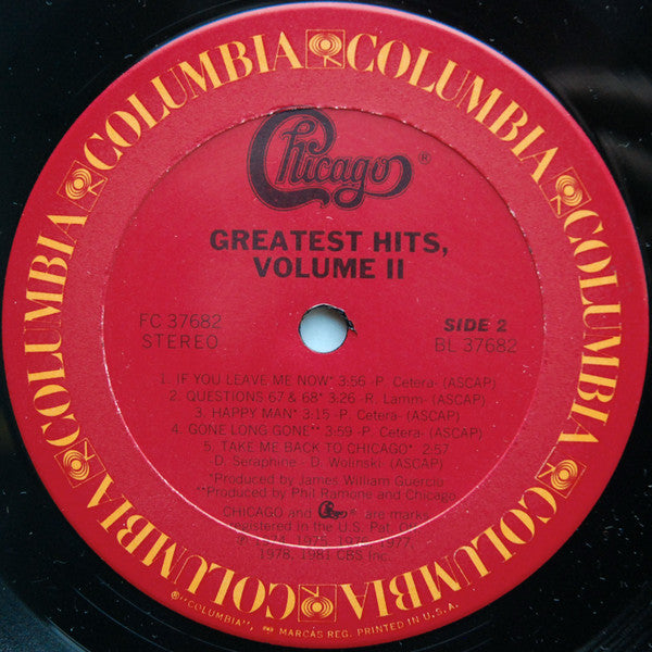 Chicago (2) : Greatest Hits, Volume II (LP, Comp, Ter)