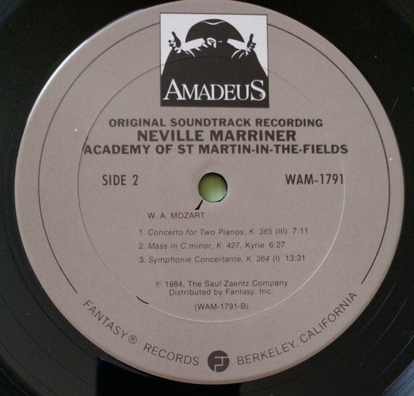 Wolfgang Amadeus Mozart - Sir Neville Marriner, The Academy Of St. Martin-in-the-Fields : Amadeus (Original Soundtrack Recording) (2xLP, Album, All)