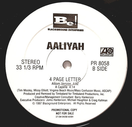 Aaliyah - 4 Page Letter vinyl record, 12" (Near Mint (NM or M-)) | Lulo Records