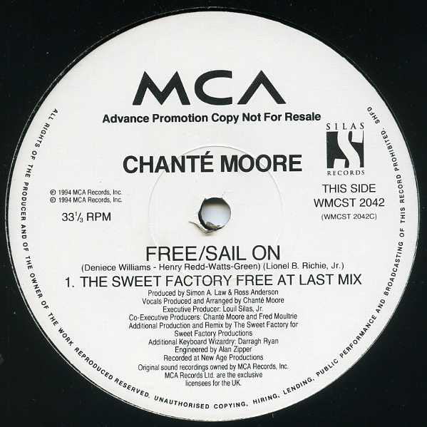 Chanté Moore : Free / Sail On (2x12", Promo)