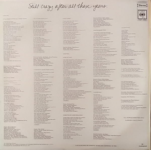 Paul Simon : Still Crazy After All These Years (LP, Album)