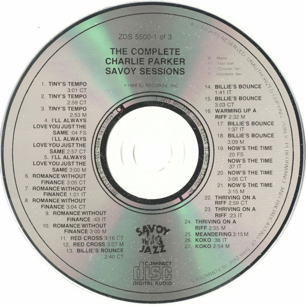 Charlie Parker : The Complete Savoy Studio Sessions (3xCD, Comp, RE, RM + Box, Comp, RE, RM)