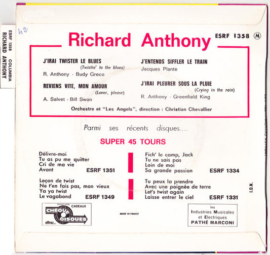 Richard Anthony (2) : J'irai Twister Le Blues (7", EP, RP, Red)